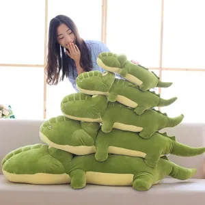 Cute green crocodile plush toy soft hugging pillow down cotton stuffed animal doll for kids gift