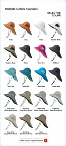Unisex wide brim sun hat with neck flap, waterproof windproof UV protection outdoor fishing cap.