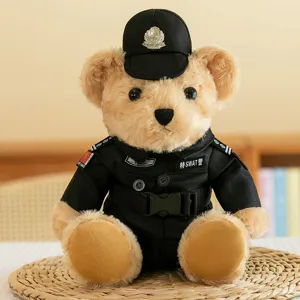 SWAT police teddy bear plush toy cute stuffed animal doll in uniform main front view display
