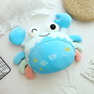 Cute blue crab plush toy stuffed animal doll creative soft pillow for kids and room decor