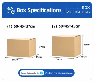 Tabla detallada de especificaciones de tamaño para cajas de cartón ondulado estándar.