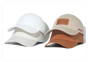 Gorra de béisbol de algodón lavado de alta calidad con parche de cuero para protección solar.