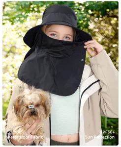Breathable sun protection hat with face neck flap for outdoor summer activities uv block