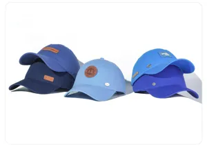 Gorra de béisbol de algodón con parche de cuero casual ajustable para hombre y mujer streetwear azul