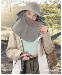 Kids outdoor sun protection hat with face flap and neck cover, breathable waterproof UPF50+