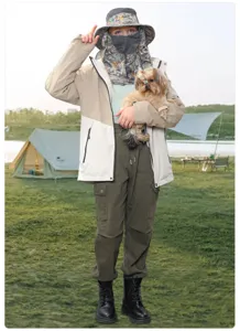 Outdoor sun protection hat and jacket set, breathable neck flap for summer camping