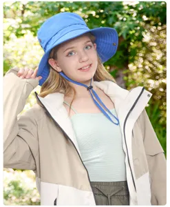 Atmungsaktiver Sommer Sonnenhut mit breiter Krempe fur Outdoor Angeln, faltbarer UV Schutz.