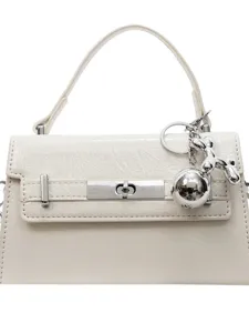 Stylish women shoulder bag crossbody Kelly handbag with silver hardware and chic charm