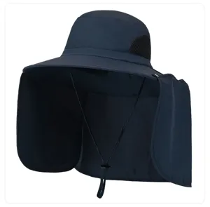 Abnehmbarer Sonnenhut Detail, breite Krempe, Nackenschutz und atmungsaktives Mesh für Outdoor.