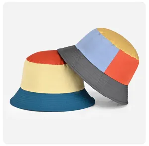 Dettaglio del cappello da pesca colorblock, cappello da sole leggero all'aperto per l'escursionismo.