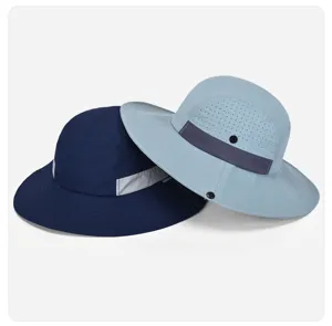 Breathable outdoor sun hat with laser mesh, lightweight foldable bucket hat for men and women.