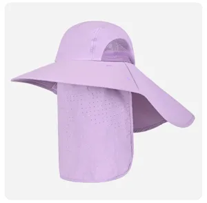 Detailed close-up of breathable sun hat with mesh panels and neck flap for UV protection