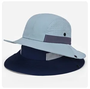 Breathable outdoor sun hat with laser perforation and foldable wide brim for ultimate protection.