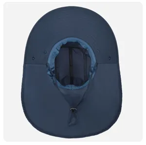 Navy blue sun hat with neck flap wide brim breathable outdoor cycling anti UV cap