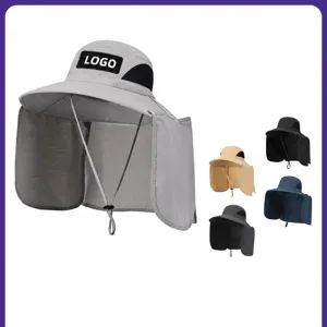 Unisex Outdoor Polyester Sonnenhut Schnelltrocknender Fischerhut Breite Krempe Nackenschutz UV Schutz Angeln Kappe