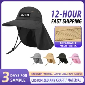 Women Outdoor Sun Hat With Neck Flap Breathable UV Protection Wide Brim Cap For Cycling Hiking Summer Fishing Beach