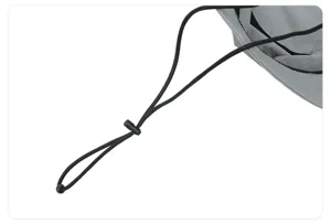 Verstellbares Kordelzugdetail des Outdoor-Sonnenhuts, leichte elastische Kordel mit Stopper.