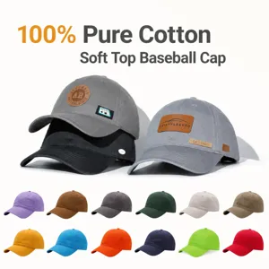 Gorra de Béisbol de Algodón Puro Lavado Unisex Ajustable Casual Sombrilla Dad Hat Color Sólido Deporte al Aire Libre