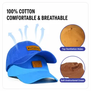 Gorra de béisbol de algodón con parche de cuero y agujeros de ventilación casual.
