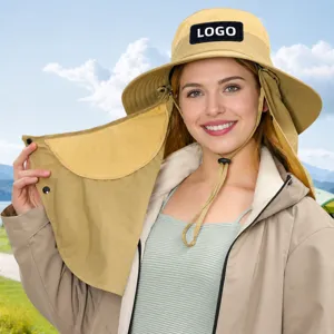 Unisex Outdoor Sun Protection Hat Breathable Mesh UV Protection Wide Brim Sun Hat With Face Cover And Neck Flap