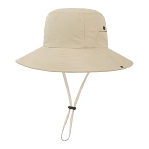 Unisex Outdoor Sun Protection Bucket Hat Waterproof Nylon Wide Brim Breathable Foldable Adjustable Fishing Cap