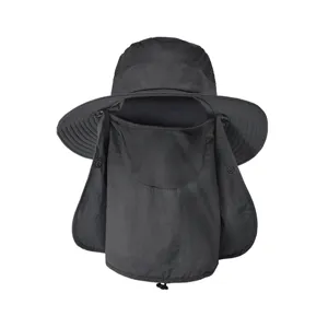 Summer breathable sun protection hat with neck flap and face cover outdoor UV blocking cap