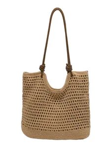 Stylish women woven tote bag large capacity casual summer vacation shoulder bag for ladies