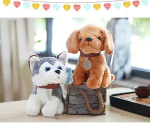 Cute simulation husky and teddy dog plush toys set, soft stuffed animal dolls for kids gifts.
