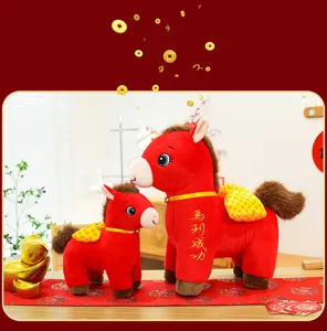 2026 Anno del Cavallo peluche giocattolo mascotte bambola rossa con borsa regalo
