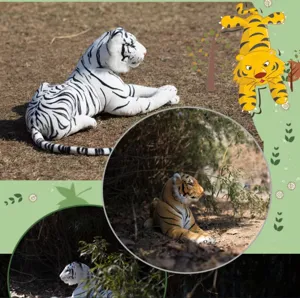 Peluche de tigre réaliste simulation de tigre blanc poupée en peluche cadeau décoration