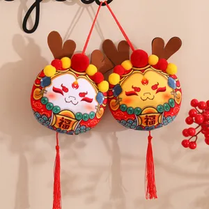 Chinese Zodiac Dragon Mascot Plush Toy Guochao Dragon Pendant Round Ball Doll Stuffed Animal Toy For New Year Party Home Decor