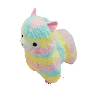 Colorful rainbow alpaca plush toy cute stuffed animal doll for kids birthday gift and claw machine