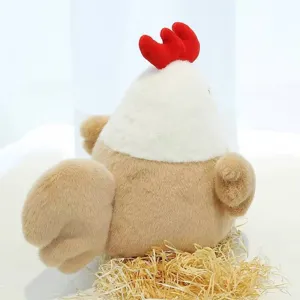 Cute plush rooster toy detail, soft stuffed chicken doll for kids birthday gift and room decor
