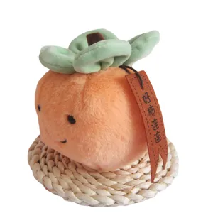 Simpatico peluche a forma di cachi, bambola di frutta creativa con etichetta, decorazione morbida.