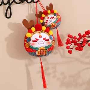 Cute Chinese dragon plush hanging pendant mascot ornament for New Year decoration main view