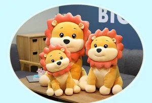 Détail ensemble peluche lion mignon, poupée en peluche douce avec crinière tournesol, idéal chambre d'enfant.