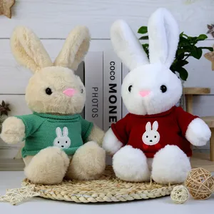 Cute Dressed Rabbit Plush Toy Stuffed Animal Soft Doll With Sweater New Year Mascot Gift
