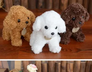 Magnifique ensemble de jouets en peluche de caniche, chiot en peluche doux pour cadeau d'enfants.