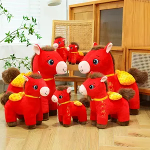 Peluche Cavallo Zodiaco Cinese 2026 Mascotte Regalo Capodanno Rosso Animale Morbido Imbottito