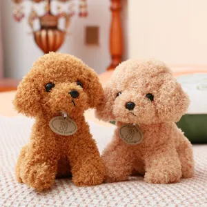 Joli ensemble de peluche caniche bouclé, doux jouet en peluche chiot pour cadeau d'enfant et déco.