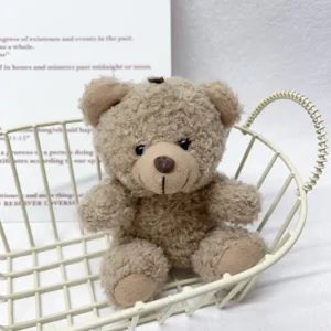 Süßer brauner Teddybär Plüsch Schlüsselanhänger weiche flauschige Tierpuppe Geschenk