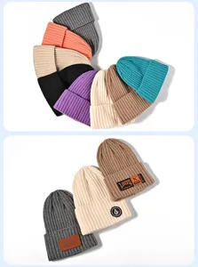 Gorro de invierno unisex cálido tejido de punto acanalado elegante gorro de esquí