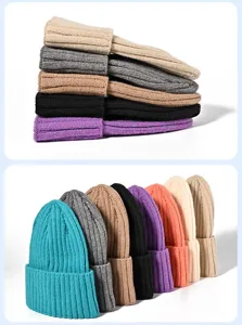 Gorro de punto acanalado colorido para hombres mujeres, otoño invierno cálido gorro beanie.