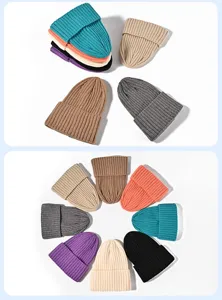 Gorro de punto de invierno liso cálido para hombres y mujeres, elegante y cómodo para el día a día.