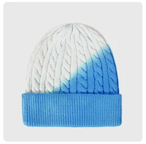 Gorro de punto de invierno degradado, gorro grueso con vuelta ideal para clima frío