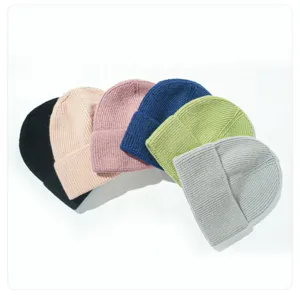 Bonnet en tricot automne hiver pour femme bonnet en laine multicolore chaud et epais