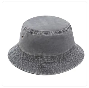 Bob en coton lavé gris, chapeau de soleil d'extérieur style vieilli pour hommes et femmes.