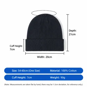 Plain cotton knit beanie winter warm cap with custom logo, comfortable and cozy style.