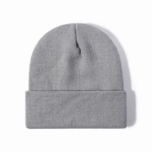Unisex Color Sólido Grueso Cálido Invierno Gorro de Punto Casual Suave Acrílico Beanie Sombrero Para Hombres y Mujeres Exterior