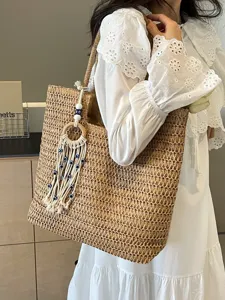 Borsa a tote in paglia grande capacità primavera estate elegante borsa spalla